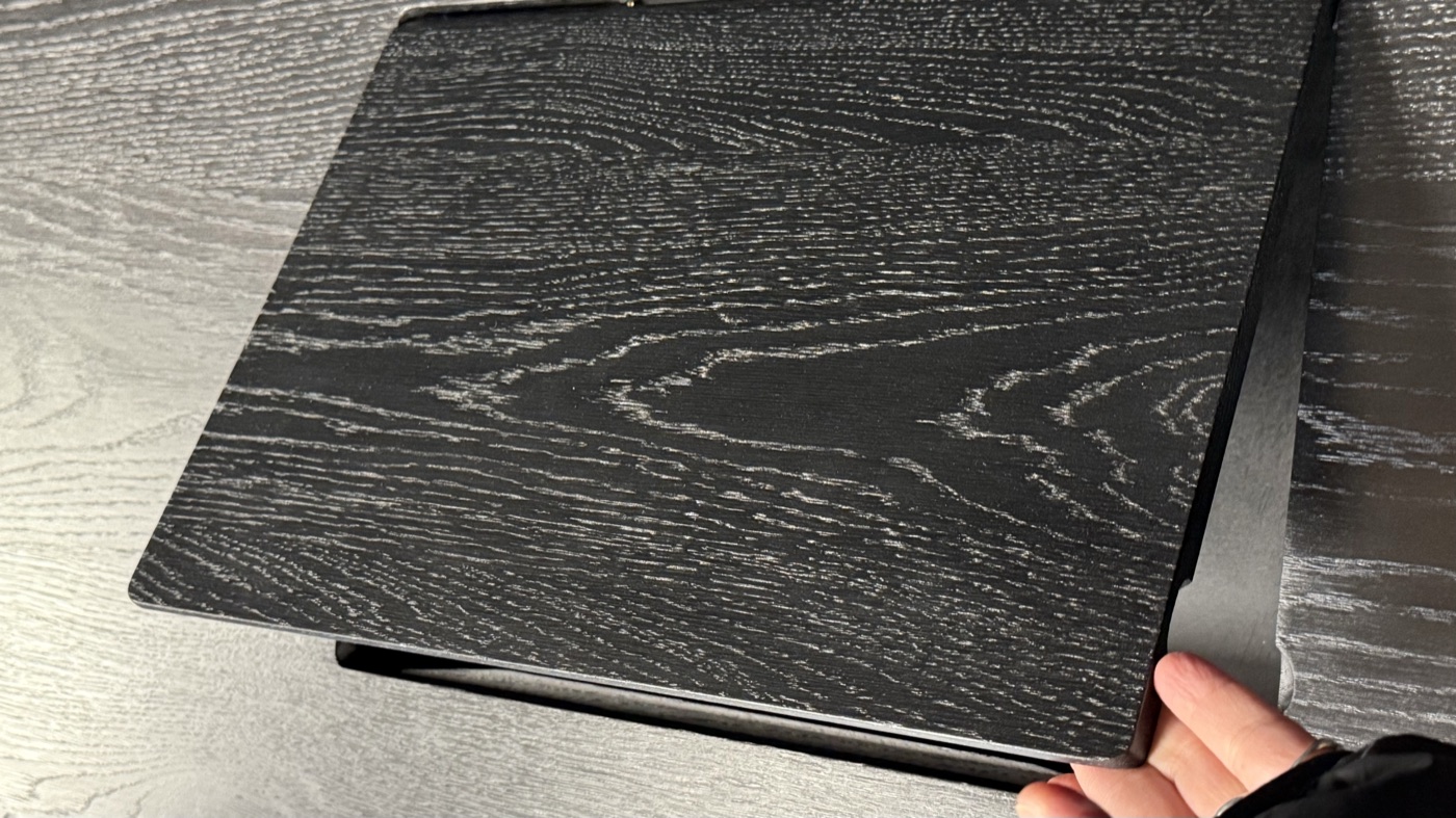 Detail of a darkened oak board